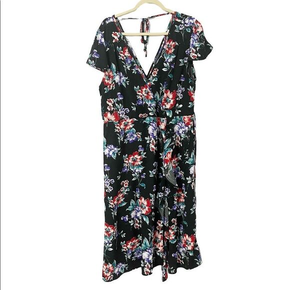 Xhilaration Women’s Black Floral Long Maxi Dress with Back Tie Size XXL - Picture 1 of 6